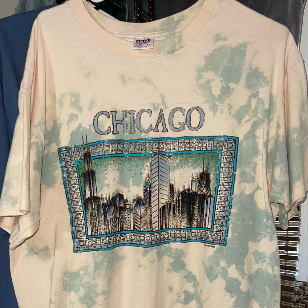 Vintage Maiden west tie die Chicago print t shirt